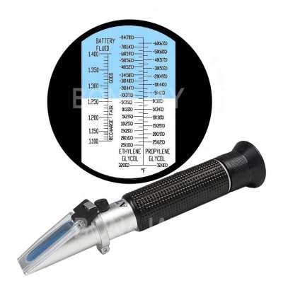 3-in-1 Automotive Battery Antifreeze Fahrenheit Refractometer,Ethylene / Propylene Glycol/ Battery Fluids Specific Gravity